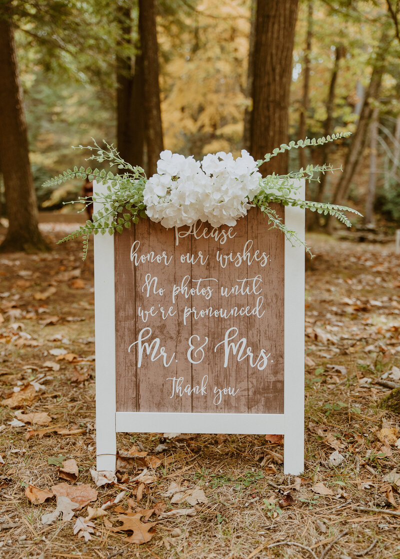 entry sign at wedding in central pa