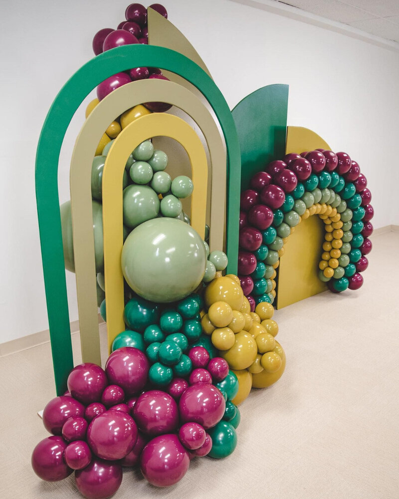 Colored balloons in arch design for an event