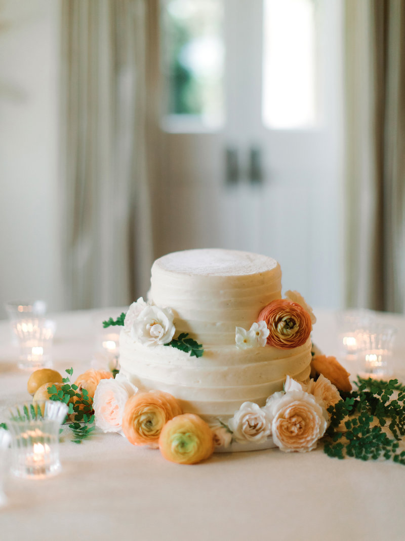 Cake for wedding by Jenny Schneider Events at a private residence in Marin County, California.
