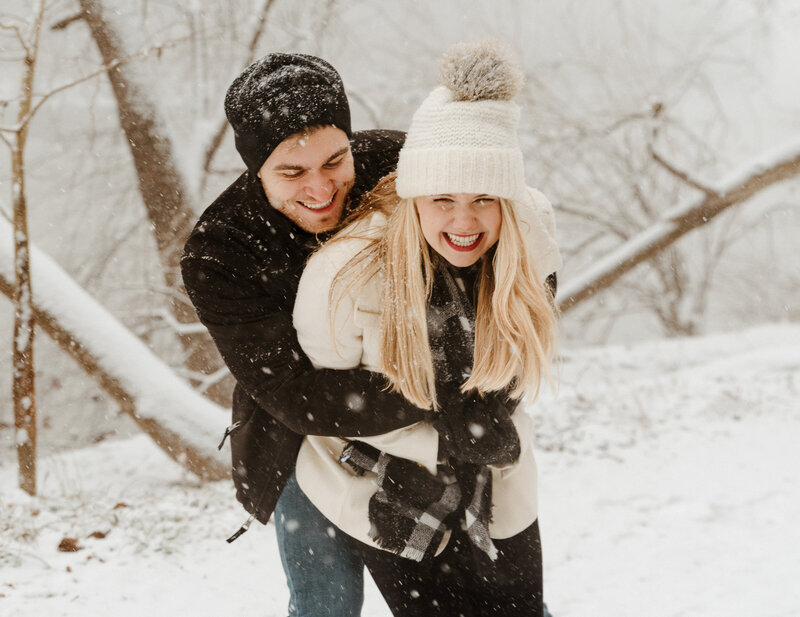 Snowy Valley Forge engagement session