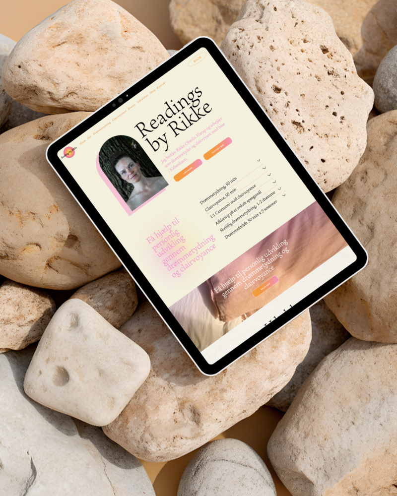 Temple Dreams Studio web design mockup on an ipad showcasing portfolio of website for coaches, therapists, holistic wellness practitioners