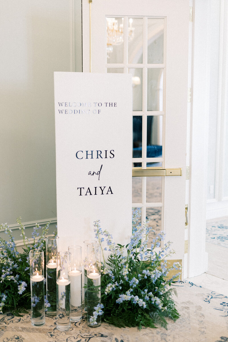 Indiana_Michigan_Wedding Planner_Hotel Carmichael_Carmel Indiana_Wedding Day Editorial_Reception_Wedding Decor_Wedding Welcome Sign