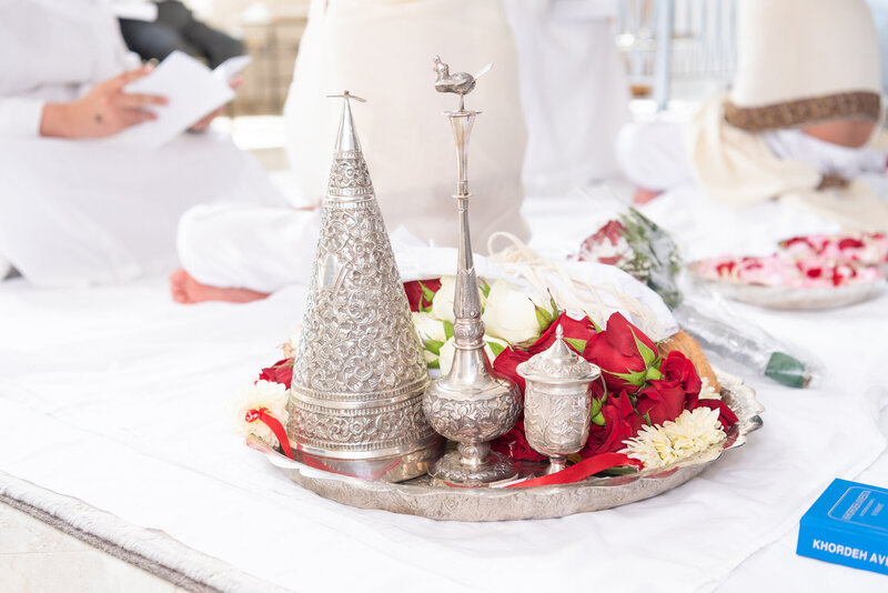 Navjote ceremony ses at a Zoroastrian temple.