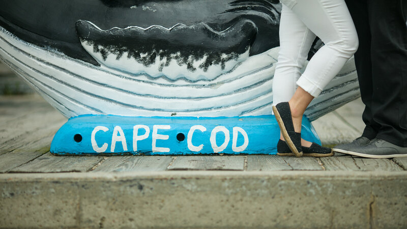 Close-up of a Cape Cod-inspired painting integrated into a unique destination engagement session.