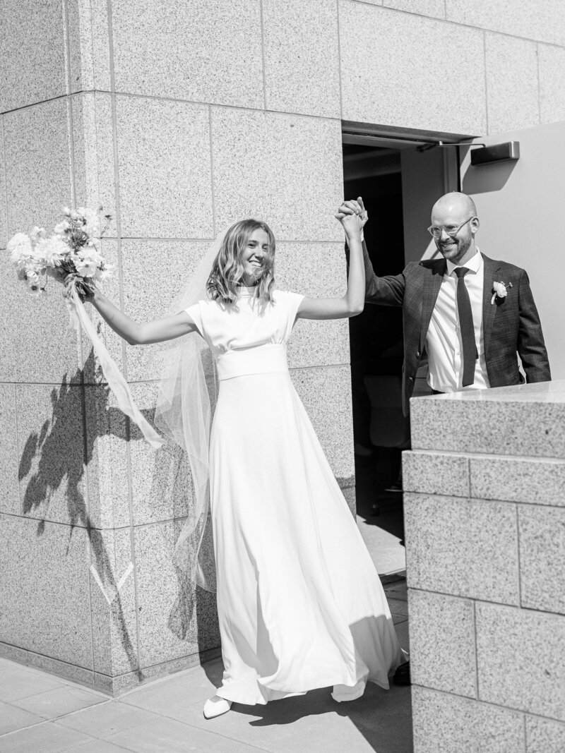 Bride and Groom exiting Temple