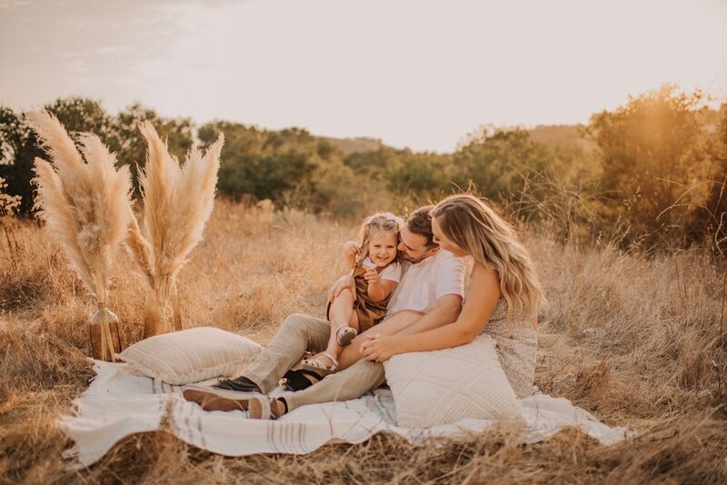 Family photoshoot during sunset in orange county California by christine bradshaw photography