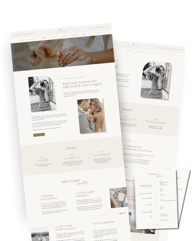 Showit Klantenpagina's voor fotografen