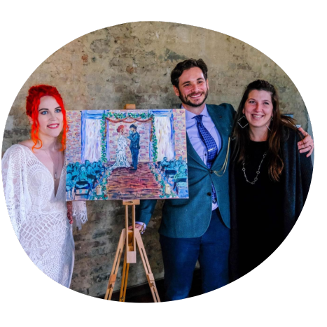 Happy couple with their new live event couples portrait standing with Brin