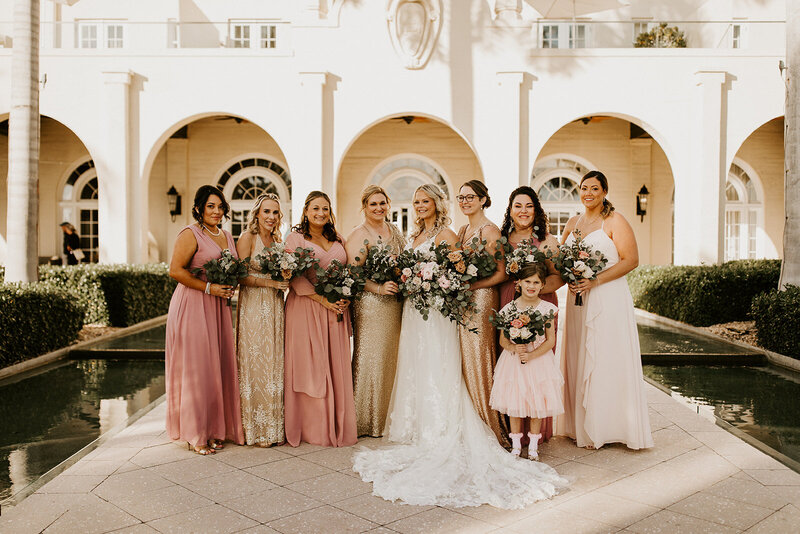 Bride and Bridesmaids at the Casa Marina Resort in Key West, Florida