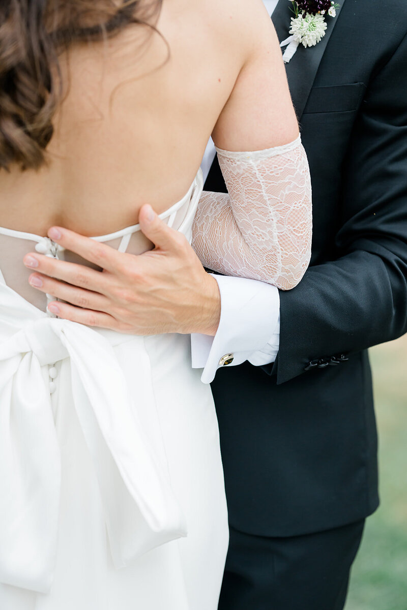 close up of bride and groom at east coast wedding