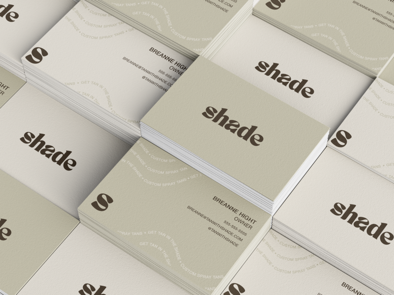 Array of branded beauty business cards