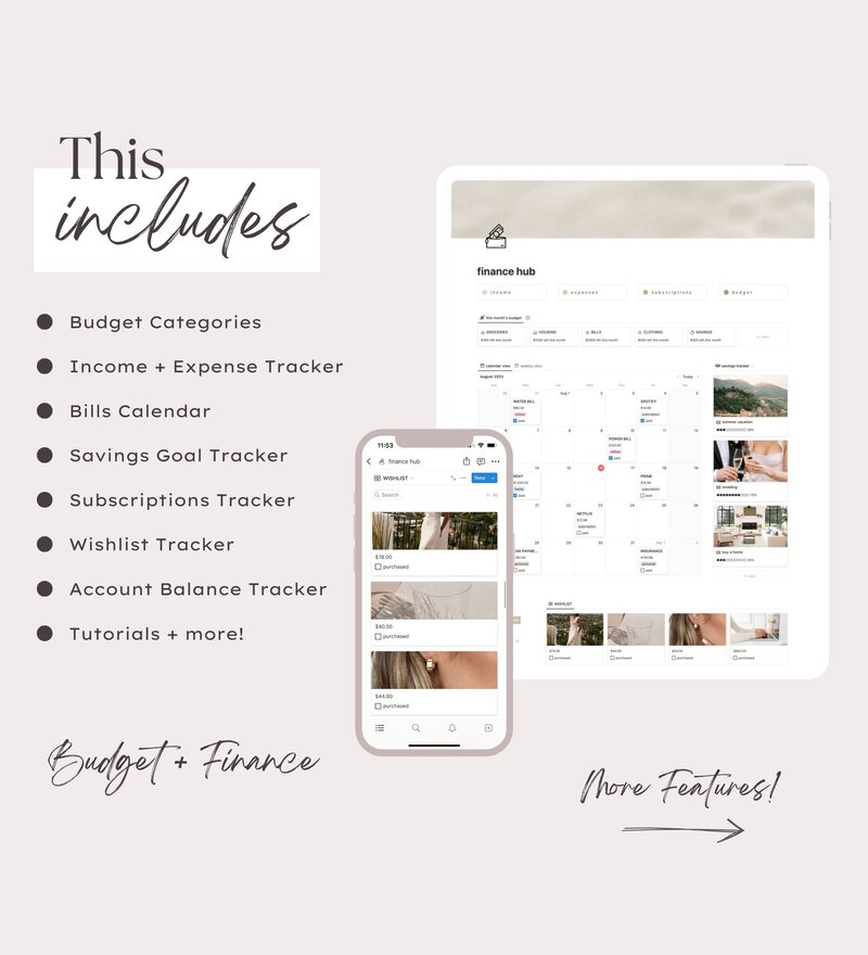 details - finance + budget all in one notion template
