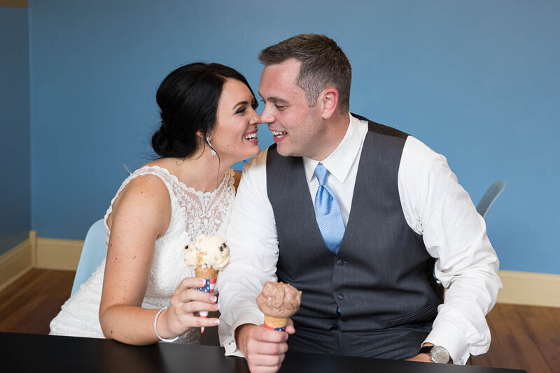 Ice Cream shop wedding photograph for a wonderful couple was "the best part of the wedding day"