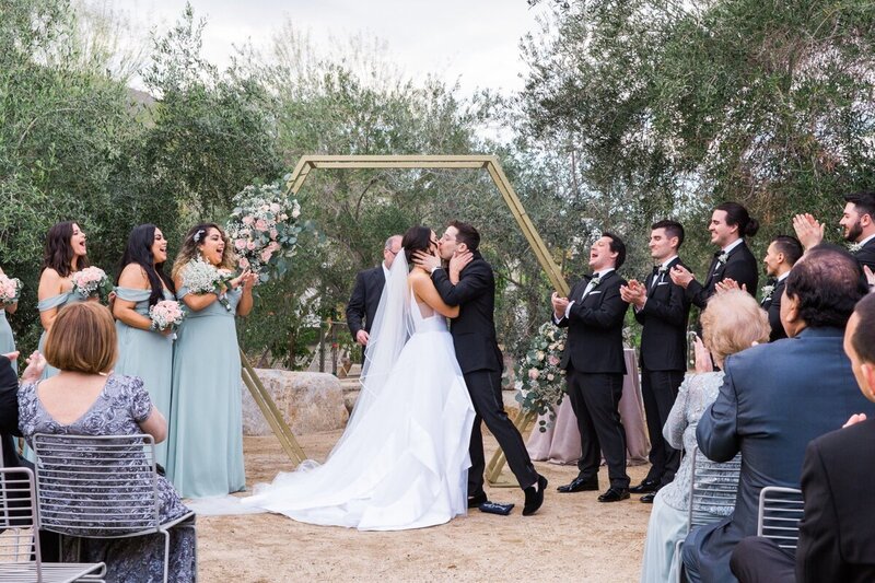 Yvette and Bennett at ACE Hotel in Palm Springs  photographed by Palm Springs wedding photographer Ashley LaPrade.