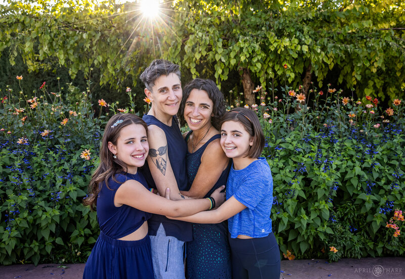 Family portrait  in the Welcome Garden at Denver Botanic Gardens