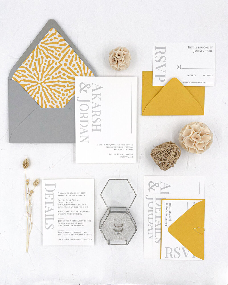 grey and yellow wedding invitations-3