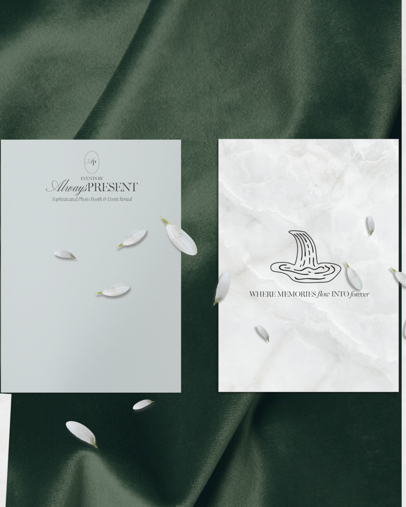Luxury event brand identity design for Always Present Events, created by Her Higher Standard Design Studio in Phoenix. Elegant brand strategy and website design for wedding vendors.