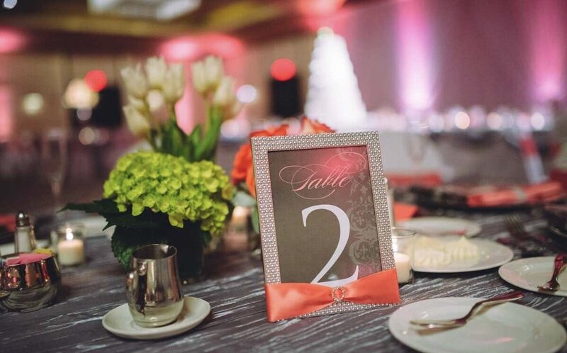 Charcoal + Coral Table Setting