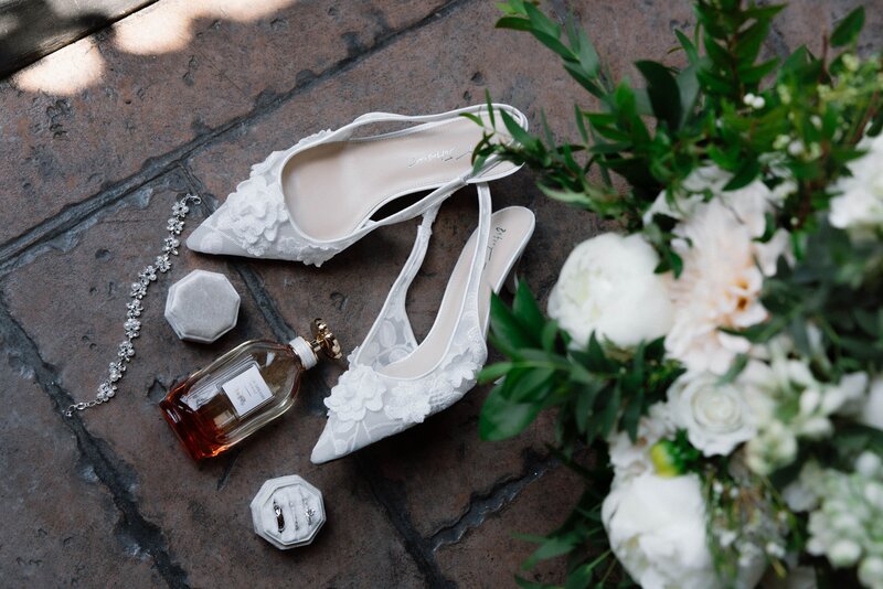 The wedding detail shots like the shoes and perfume. Cleveland, Ohio wedding photographer. 