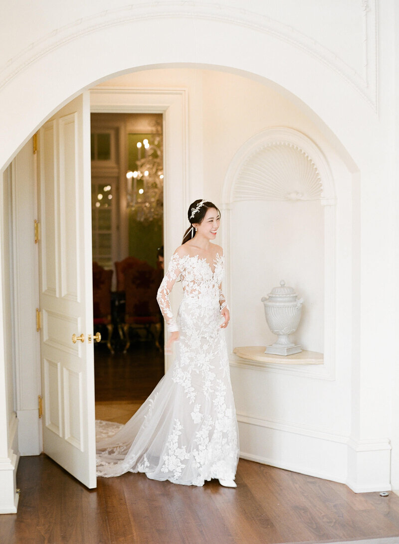 First look with the bride and groom with a Texas wedding