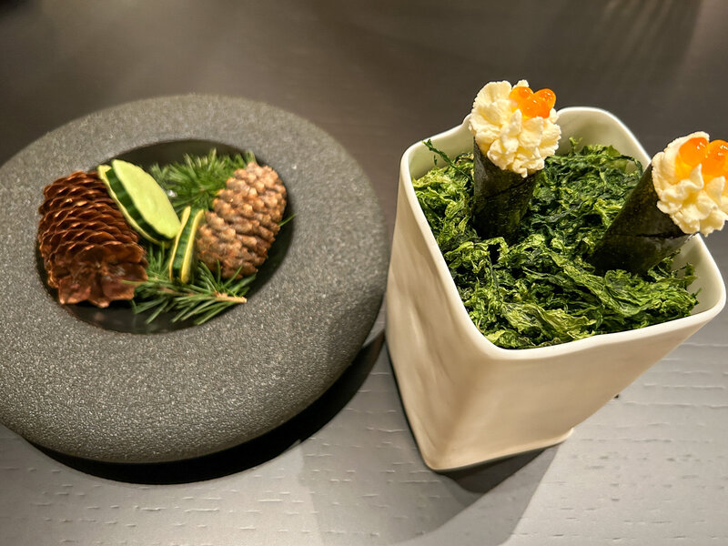 Starters that look like forests at Ristorante Berton in Milan, Italy