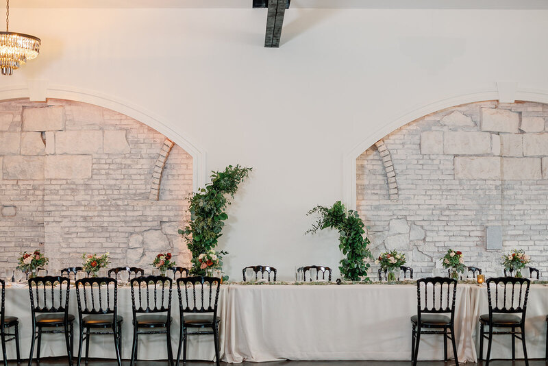 modern and rustic indoor wedding reception St Louis