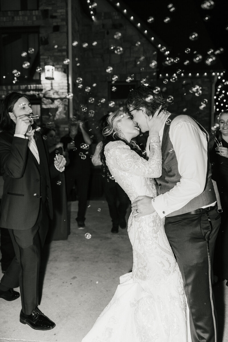 bride and groom smiling