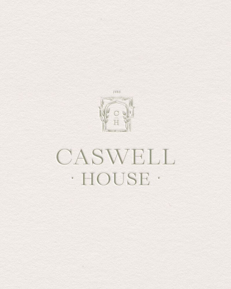 Bespoke Caswell House logo design printed on cream textured paper