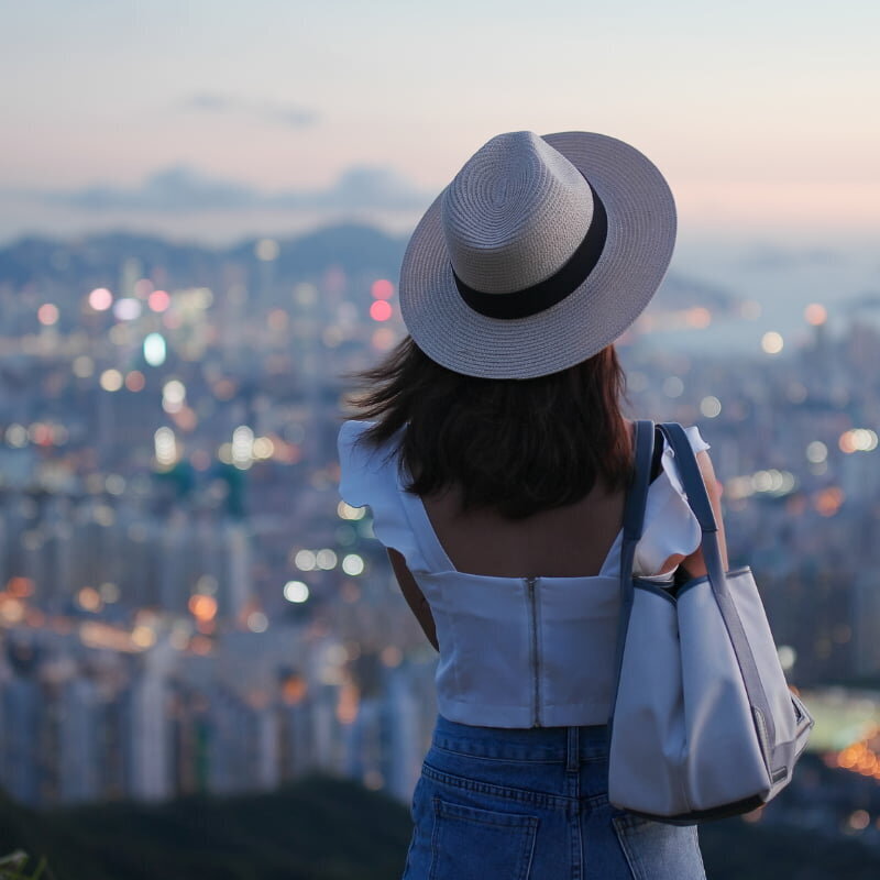 a woman looking at the view
