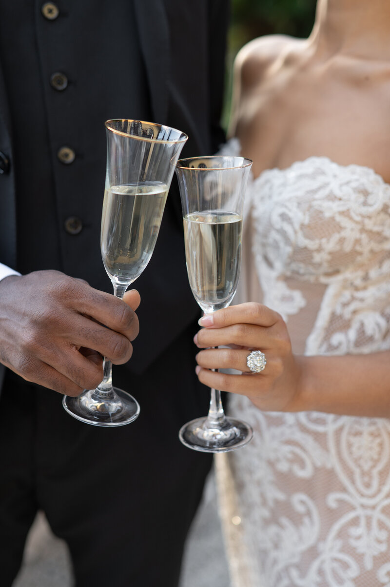 Lake Como  Wedding Champagne toast at Villa Del Balbianello