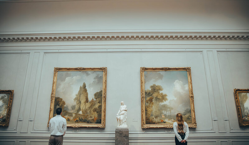 woman holding husbands face