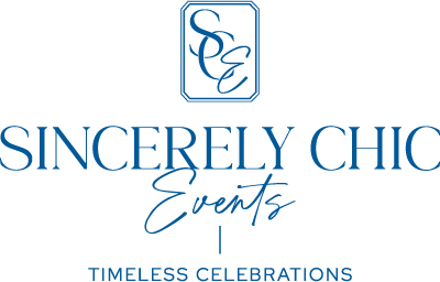 Sincerely chic events primary logo in azul sea