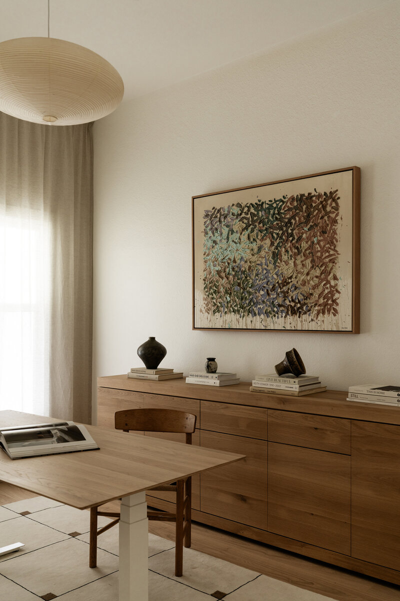 home-office-tyler-guinn-art-painting-oak-cabinet-desk-noguchi-pendant-scandinavian-japanese-interior-house-franc