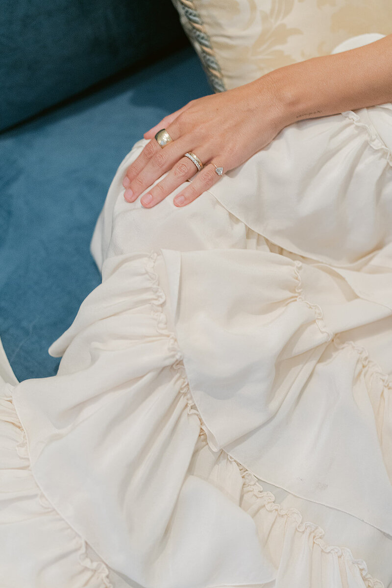 Editorial bridal photoshoot in New York featuring Sara Nicole Vintage gown.