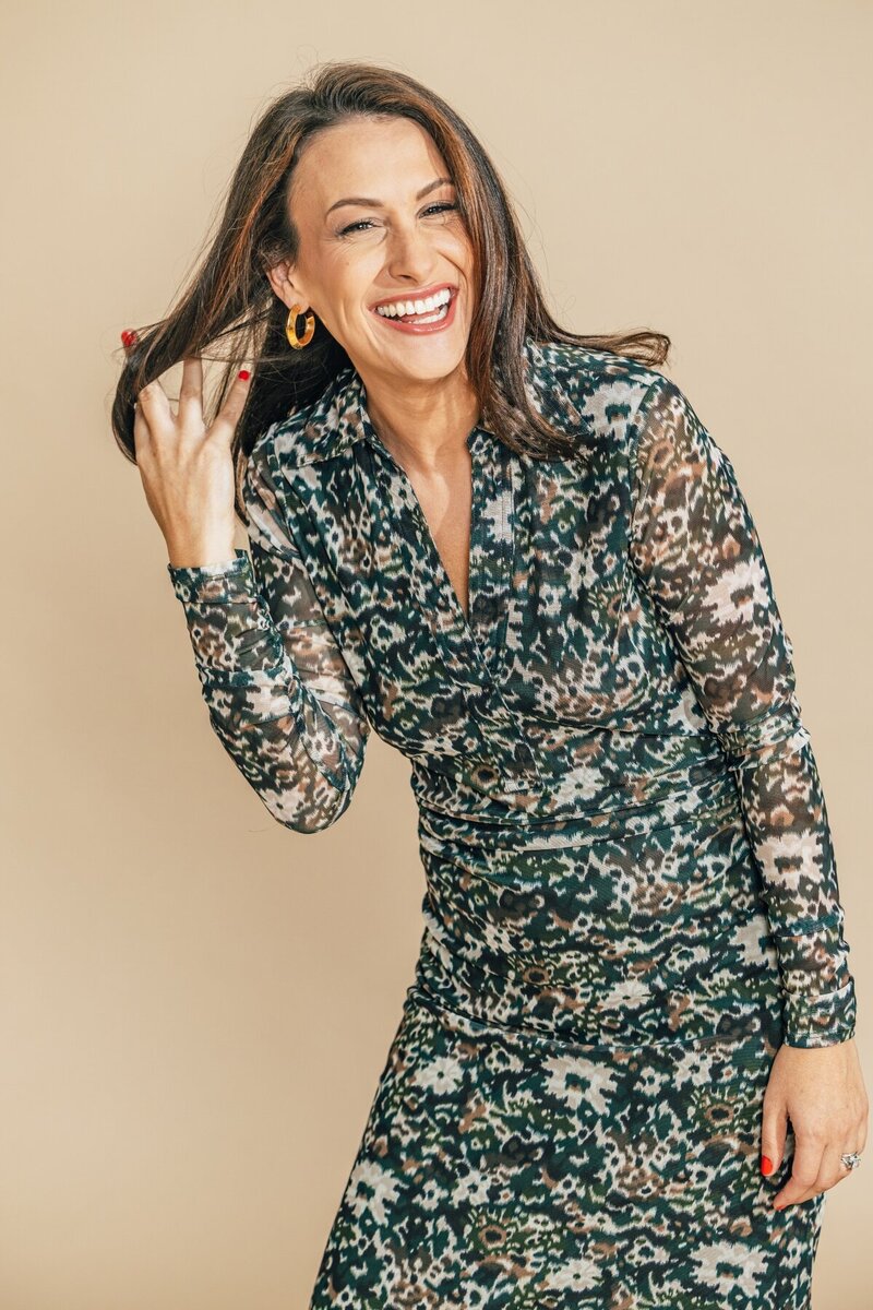 Julia Korn Flower Dress Smiling