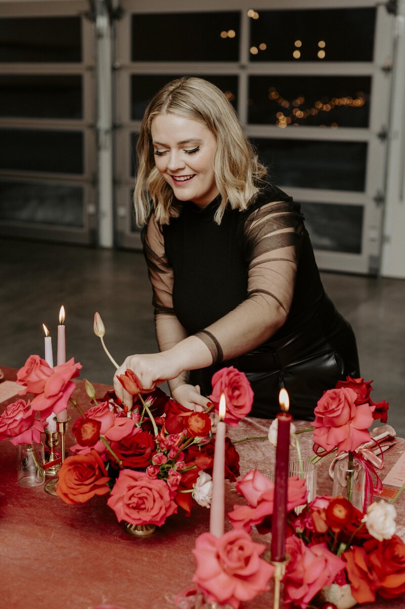 Wild Bloem Studios CEO hosts a delightful red and pink-themed Valentine’s Day dinner for Ottawa wedding planners at Le Peaches and Cream. Captured by Danielle Mcfaul Photography, the event features gourmet cuisine, whimsical decor, and romantic floral arrangements. The charming setup includes heart-shaped balloons, elegant table settings, and luscious desserts, creating a festive and memorable evening. Keywords: Wild Bloem Studios, Valentine’s Day dinner, Ottawa wedding planners, Le Peaches and Cream, Danielle Mcfaul Photography, gourmet dinner, red and pink decor, romantic event, whimsical decor.