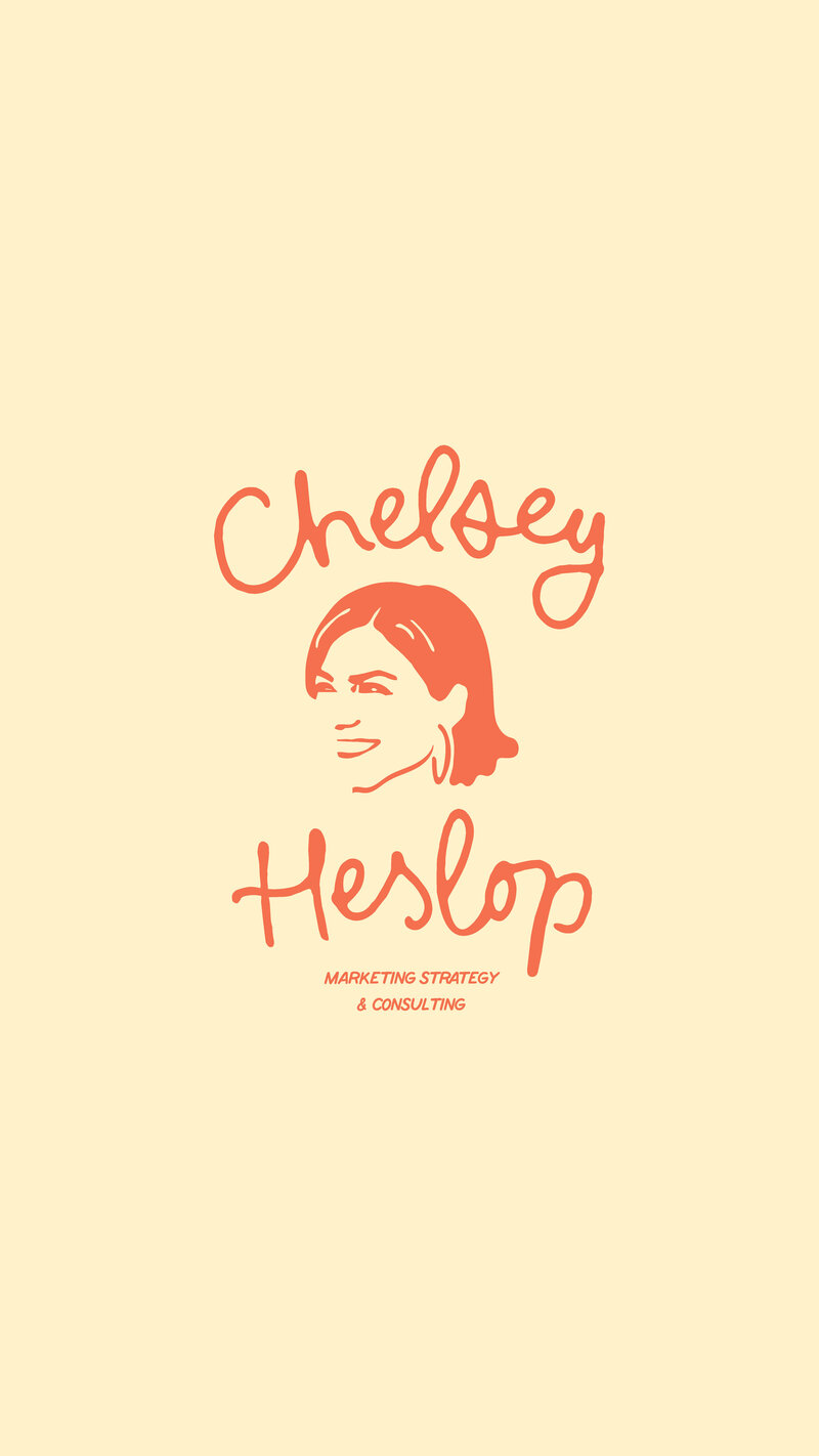 Chelsey Heslop red logo on a pale yellow background