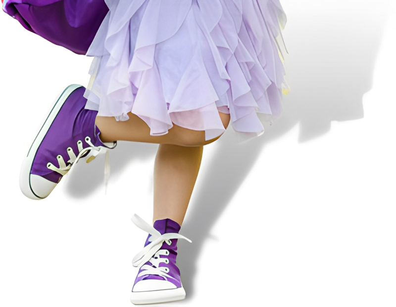 Image of a woman's legs clad in a purple tutu and Converse boots, symbolic of the uniqueness and boldness The Purple Flamingo infuses into every small business brand in Leeds.