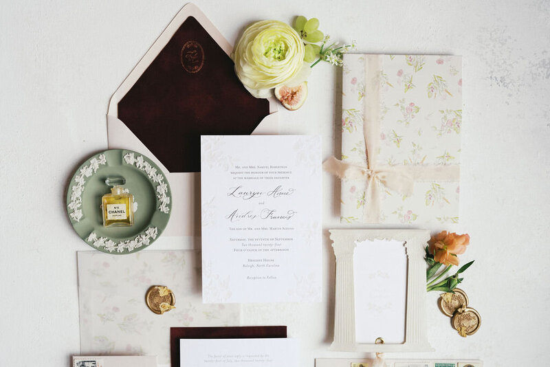 calligraphy, floral custom architecture invitation suite _Heights House Fall Wedding_Katie Stoltz_Photographyjpg