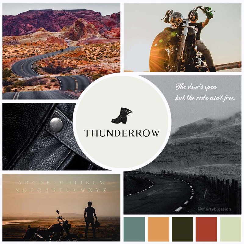moodboard of motorcycle clothing client