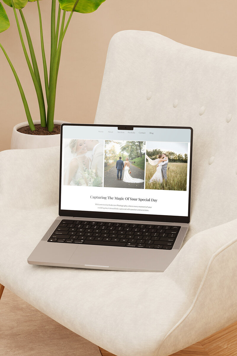 laptop with lily anderson showit website template on the screen