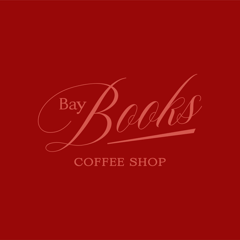 Classic and elevated coffee shop logo design on royal red background