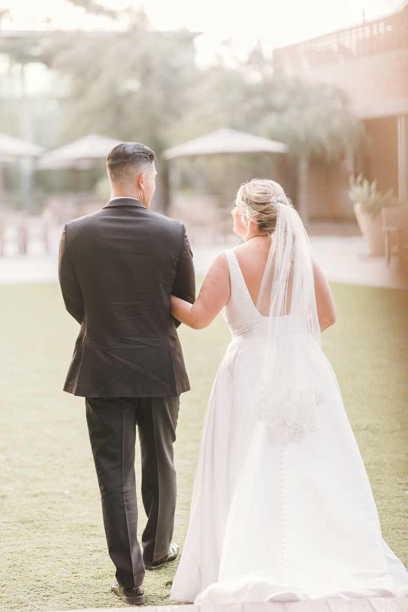 Sunset portrait for newlyweds in Fullerton California