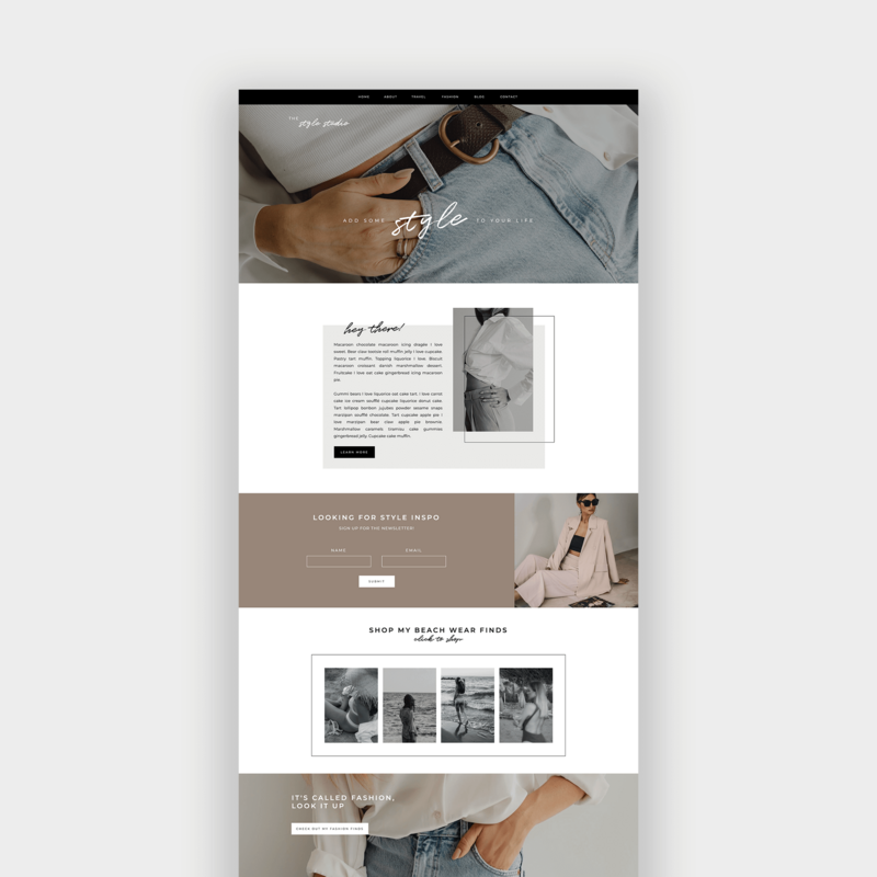 Showit website template designed for fashion and travel bloggers