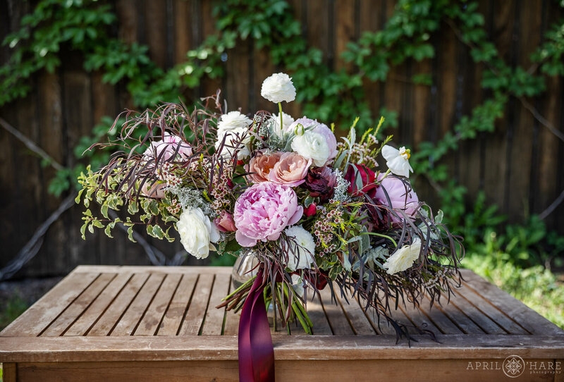 Pretty Pink Bohemian Elopement Bouquet from Yarrow & Spruce floral Design in Colorado