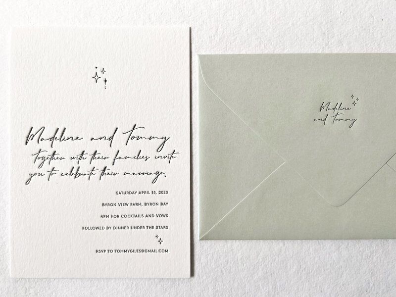 Madeline luxury hand lettering style letterpress wedding details  card