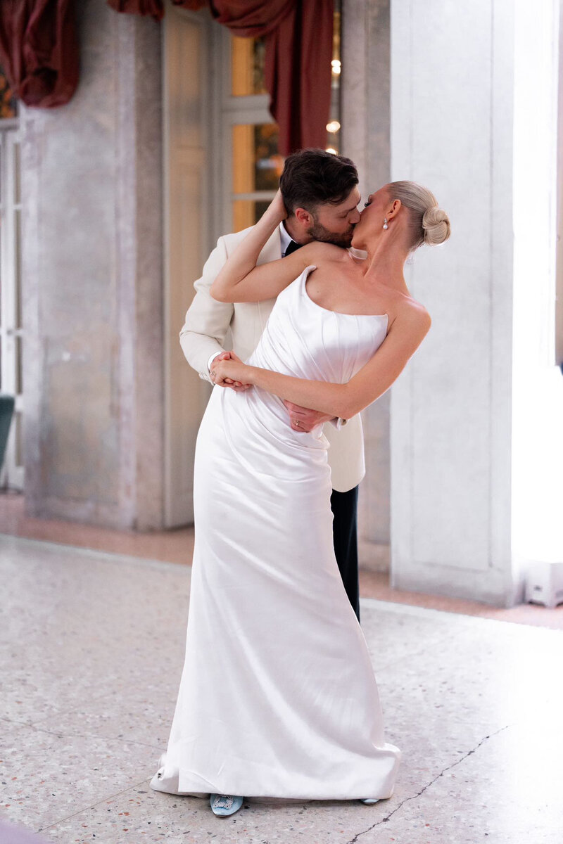 A unique moment of intimacy during a first dance, showcasing LIMCO's personalised approach to wedding dance choreography.