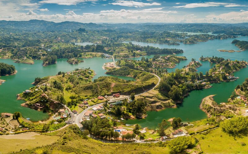 Guatape, Medellin water and forest shore front