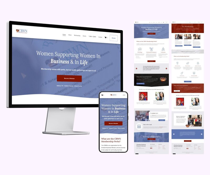 Holiday-themed website mockup for Kaden’s Christmas Trees, with desktop and mobile views and full homepage display