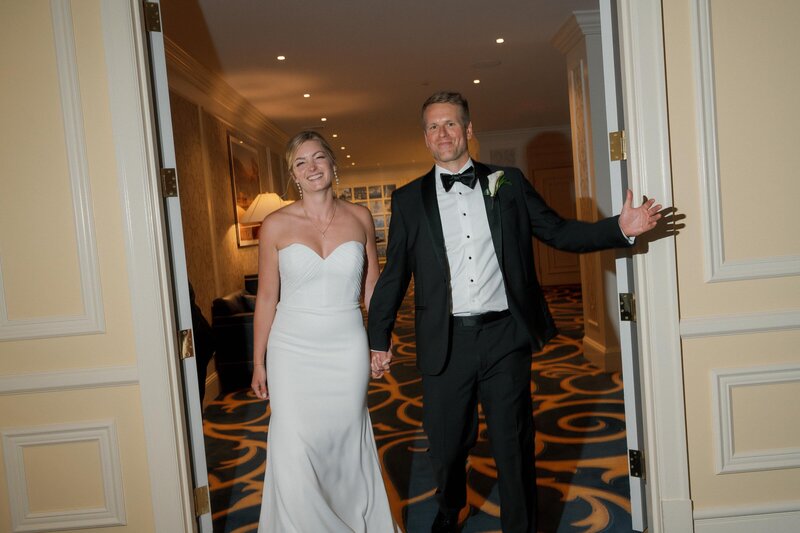 Newlyweds dancing together